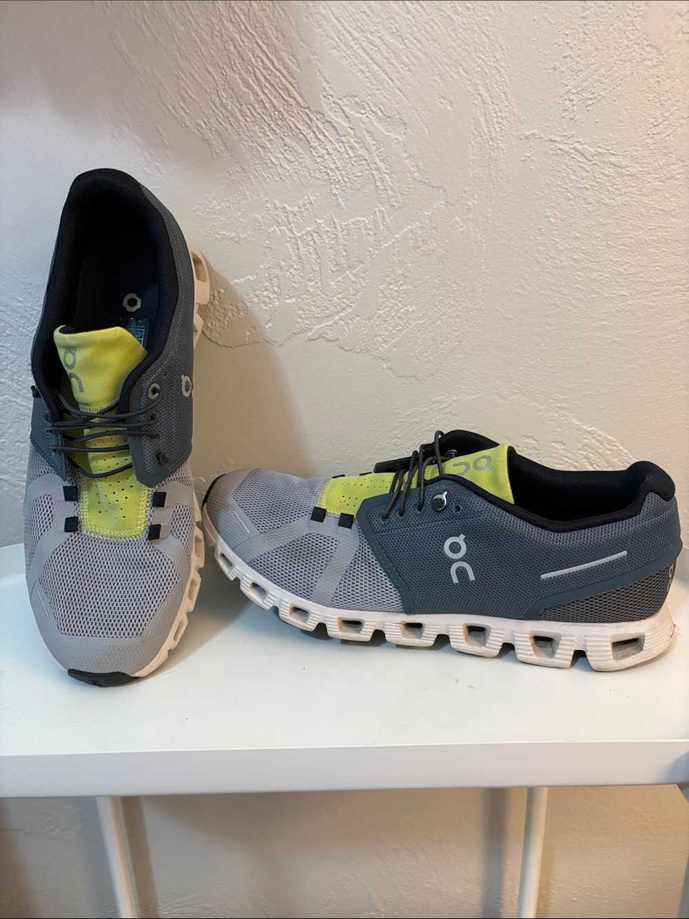 On Running Men's Cloud Running Shoes in Gray and Yellow-Green